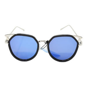 Sunglasses Fashion UV400 Protection Women Cat Eye Black Frame Blue Lens